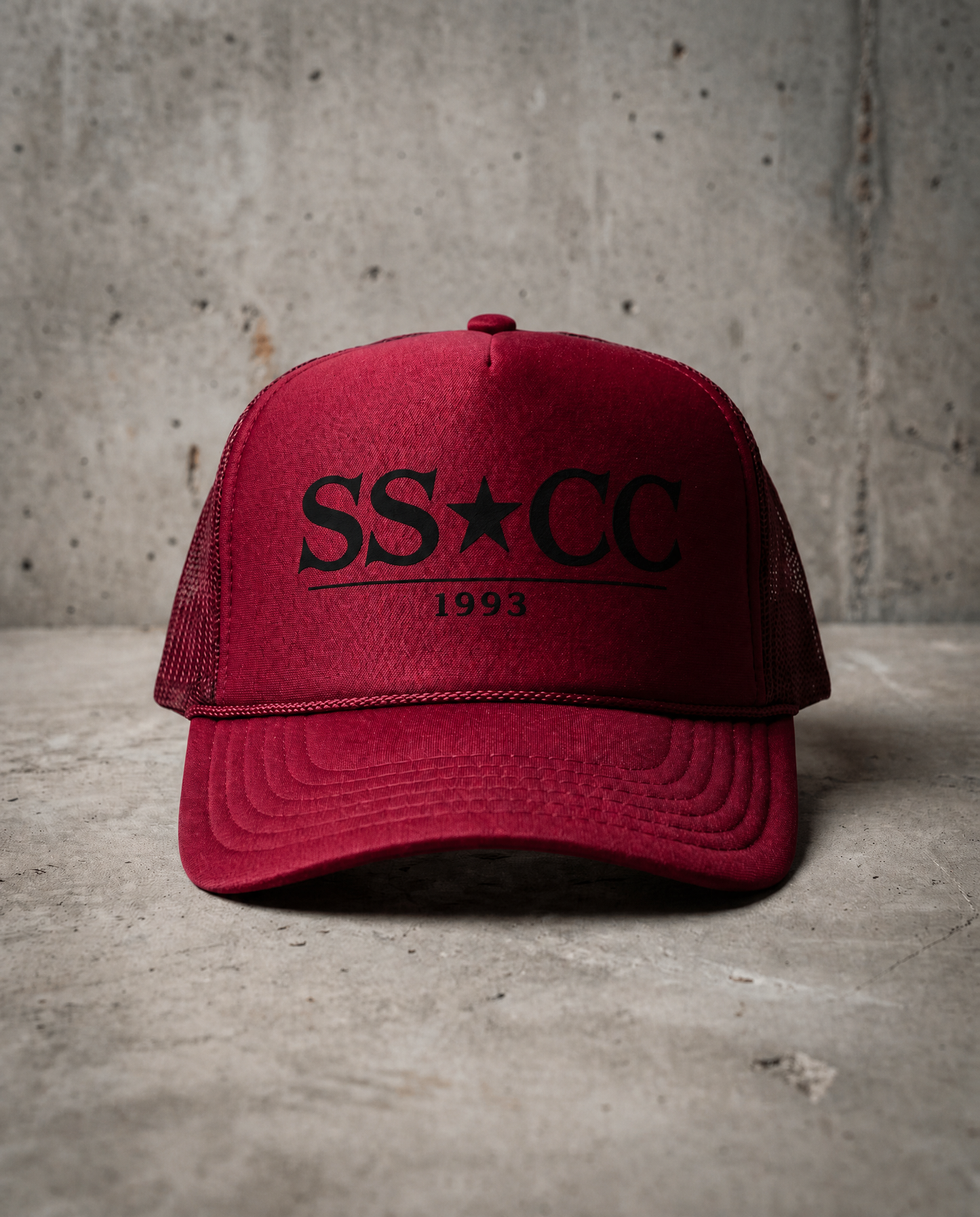 SS*CC Trucker Hat - Burgundy/Black Logo