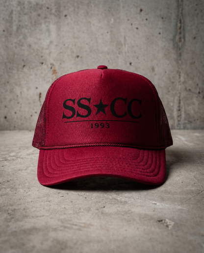 SS*CC Trucker Hat - Burgundy/Black Logo